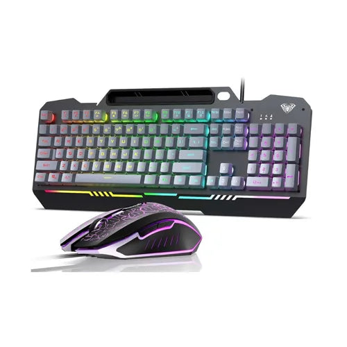 Aula T102 Gaming Keyboard and Mouse Combo With Black Panel Grey Keycaps