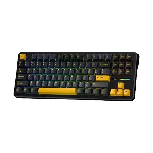 Aula F87 Wireless Tri Mode RGB Mechanical Gaming Thunder Black Keyboard With Graywood Switch
