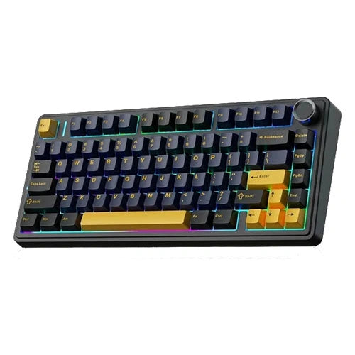 Aula F75 Wireless Tri Mode RGB 75 Percent Mechanical Gaming Thunder Black Keyboard With Graywood Switch