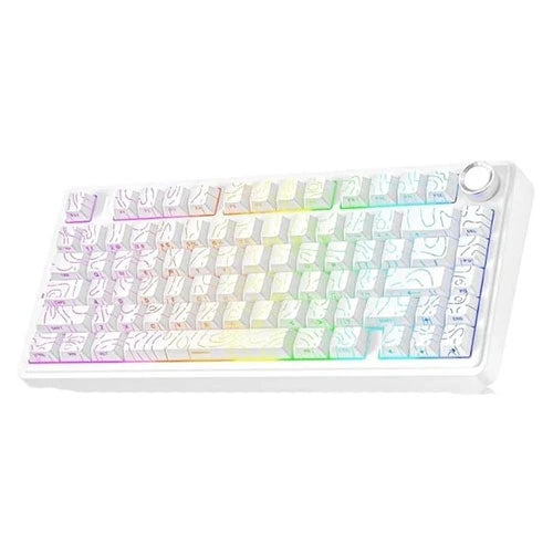 Aula F75 Wireless Tri Mode RGB 75 Percent Mechanical White Gaming Keyboard With Star Vector Switch