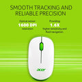 Acer Wireless White and Green Mouse