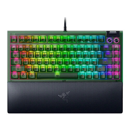 Razer Blackwidow V4 75 Percent Phantom Green Edition Mechanical Gaming Keyboard with Tactile Switches