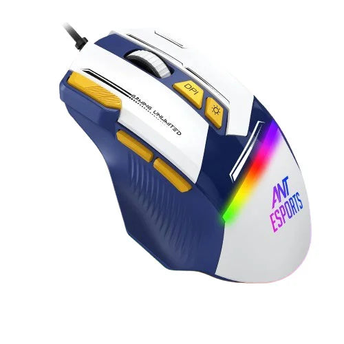 Ant Esports GM333 Gaming Mouse (Blue-White-Yellow)