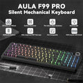 Aula F99 Pro Side Engraved Keycaps Wireless Tri Mode RGB Mechanical Gaming Gradient Gray Keyboard With Nimbus Switch
