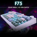 Aula F75 Wireless Tri Mode RGB 75 Percent Mechanical Gaming Cedar Green Keyboard With Ice Vein Switch