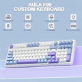 Aula F99 Tri Mode Wireless RGB Mechanical Gaming Blue White Keyboard With Crescent Switch
