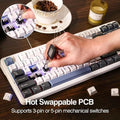 Aula F87 Tri Mode RGB Mechanical Gaming Smoke Blue Keyboard With Graywood Switch