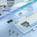 Aula F75 Wireless Tri Mode RGB 75 Percent Mechanical Gaming Sea Blue Keyboard With Graywood Switch