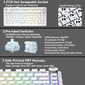 Aula F75 Wireless Tri Mode RGB 75 Percent Mechanical White Gaming Keyboard With Star Vector Switch
