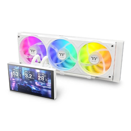 Thermaltake ST360 Ultra ARGB 360mm White CPU Liquid Cooler with 7 Inch LCD Display